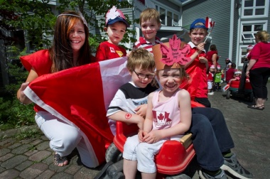 Everyone loves a parade! The MUN Childcare Centre on Memorial's St. John's campus held a Canada Day parade on Friday morning, June 29. Children dressed in red and white and walked from the centre at Burton’s Pond to the University Centre, all the while waving flags and wearing their homemade hats. In on the fun were (l-r) back row: Deana Simms, director of the activity centre, Frank and Luke Butler and Alex Rose and (front row) Kipp Dinn and Maddison Hayes.