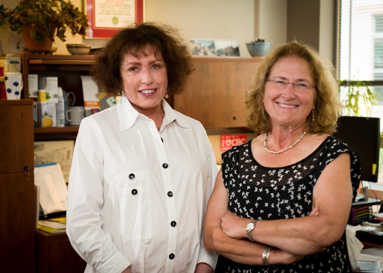 From left to right are Dr. Noreen Golfman and Dr. Faye Murrin of the School of Graduate Studies.