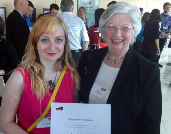 From left are Arts alumna Zaren Healey White, a recipient of a CFUW scholarship, and CFUW's Hazel Pritchett Harris.