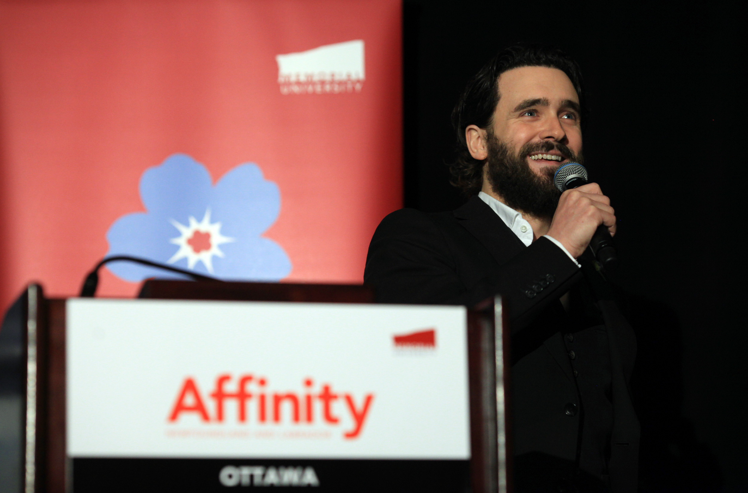 Allan Hawco delivers the keynote address at 15th annual Ottawa Affinity Dinner on Nov. 26 Credit: Dave Chan